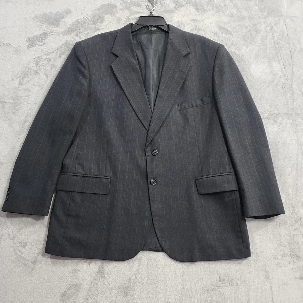 Towncraft Suit Jacket Mens 44S Gray Pinstripe 2 Button Blazer‎ Business Preppy